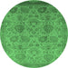 Round Oriental Emerald Green Industrial Rug, urb3025emgrn