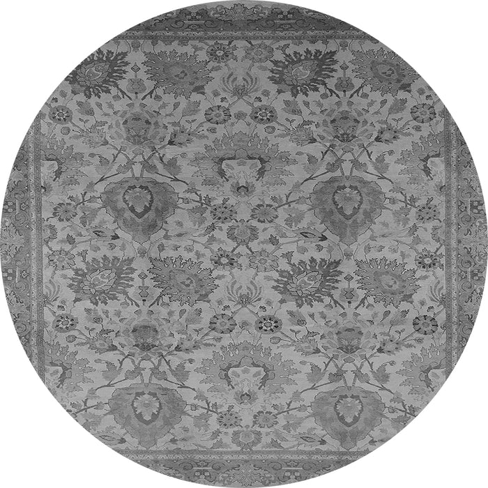 Round Machine Washable Oriental Gray Industrial Rug, wshurb3025gry