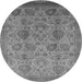 Round Machine Washable Oriental Gray Industrial Rug, wshurb3025gry