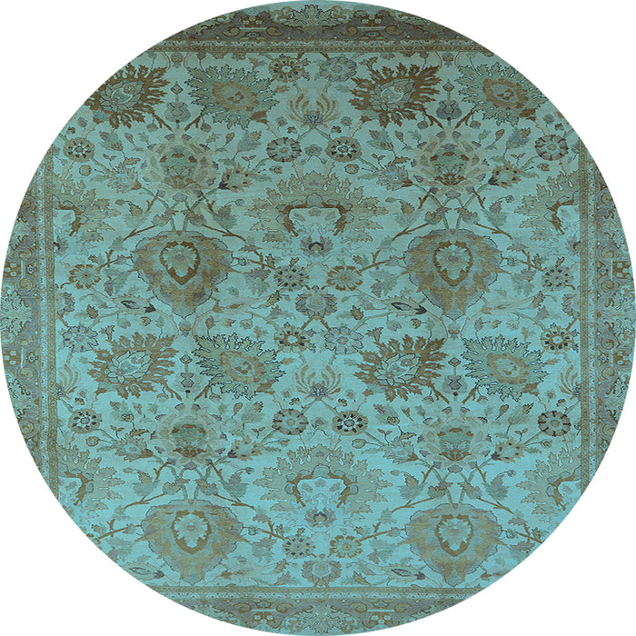 Round Oriental Light Blue Industrial Rug, urb3025lblu