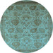 Round Oriental Light Blue Industrial Rug, urb3025lblu