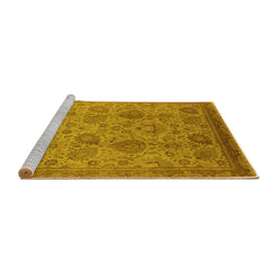 Sideview of Machine Washable Oriental Yellow Industrial Rug, wshurb3025yw
