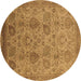 Round Oriental Brown Industrial Rug, urb3025brn