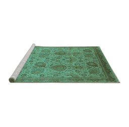 Sideview of Machine Washable Oriental Turquoise Industrial Area Rugs, wshurb3025turq