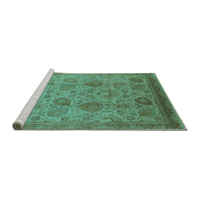 Sideview of Machine Washable Oriental Turquoise Industrial Area Rugs, wshurb3025turq