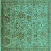 Square Oriental Turquoise Industrial Rug, urb3025turq