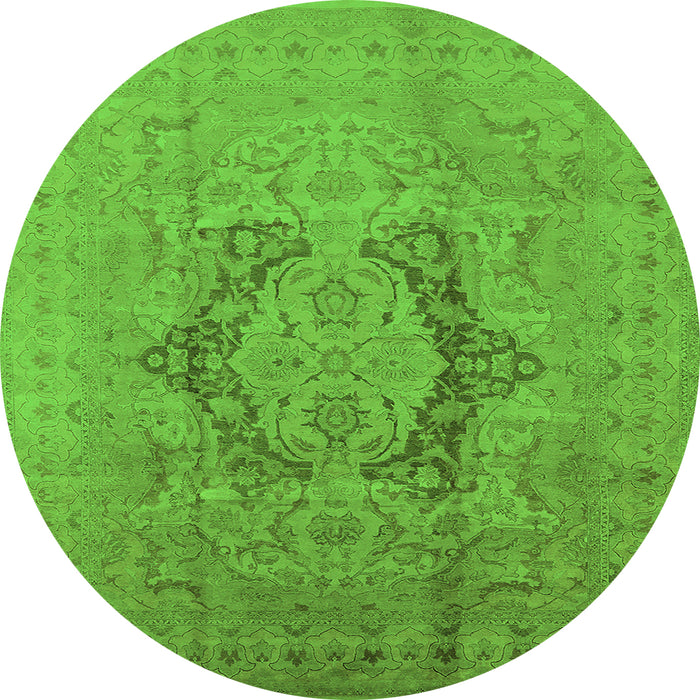 Round Oriental Green Industrial Rug, urb3026grn