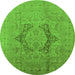 Round Oriental Green Industrial Rug, urb3026grn