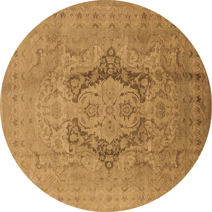 Round Oriental Brown Industrial Rug, urb3026brn