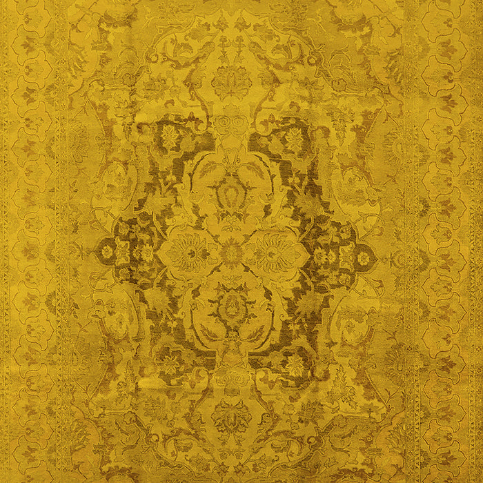 Machine Washable Oriental Yellow Industrial Rug, wshurb3026yw