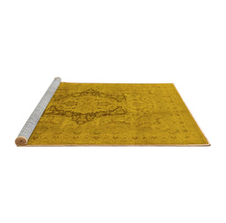 Sideview of Machine Washable Oriental Yellow Industrial Rug, wshurb3026yw
