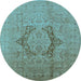 Round Oriental Light Blue Industrial Rug, urb3026lblu