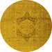 Round Oriental Yellow Industrial Rug, urb3026yw