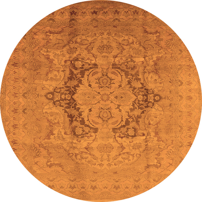 Round Oriental Orange Industrial Rug, urb3026org