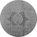 Round Machine Washable Oriental Gray Industrial Rug, wshurb3026gry