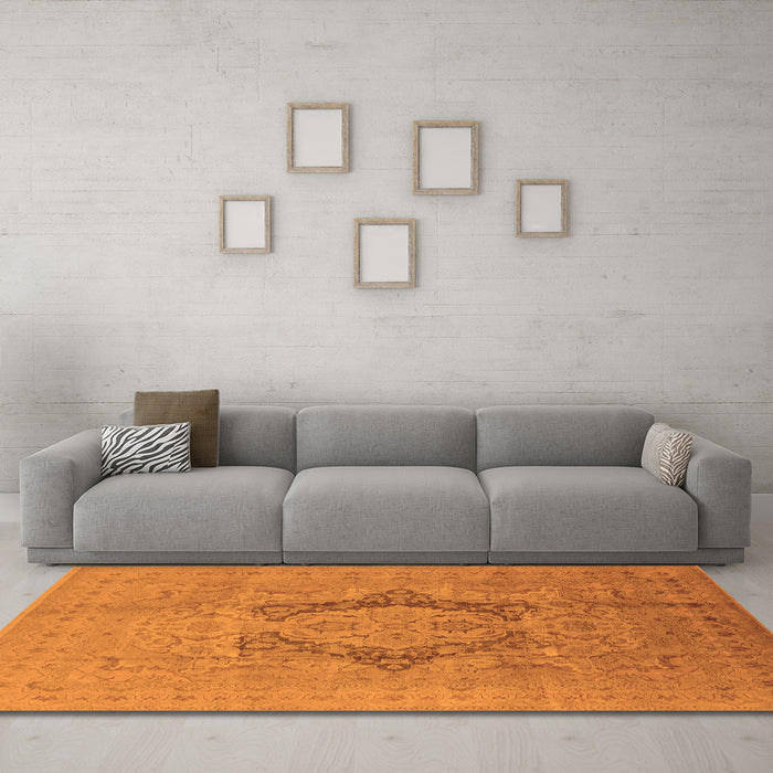 Machine Washable Oriental Orange Industrial Area Rugs in a Living Room, wshurb3026org
