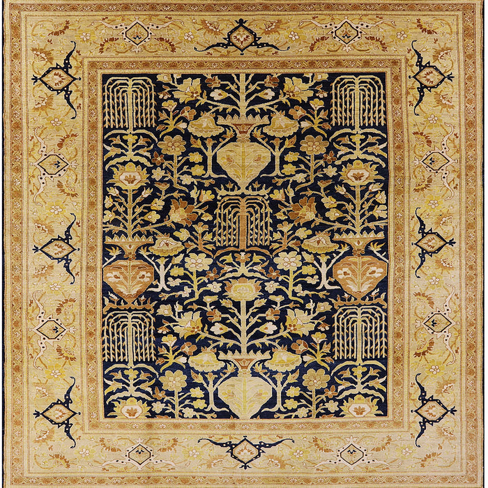 Square Mid-Century Modern Yellow Orange Oriental Rug, urb3027