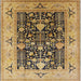 Square Mid-Century Modern Yellow Orange Oriental Rug, urb3027