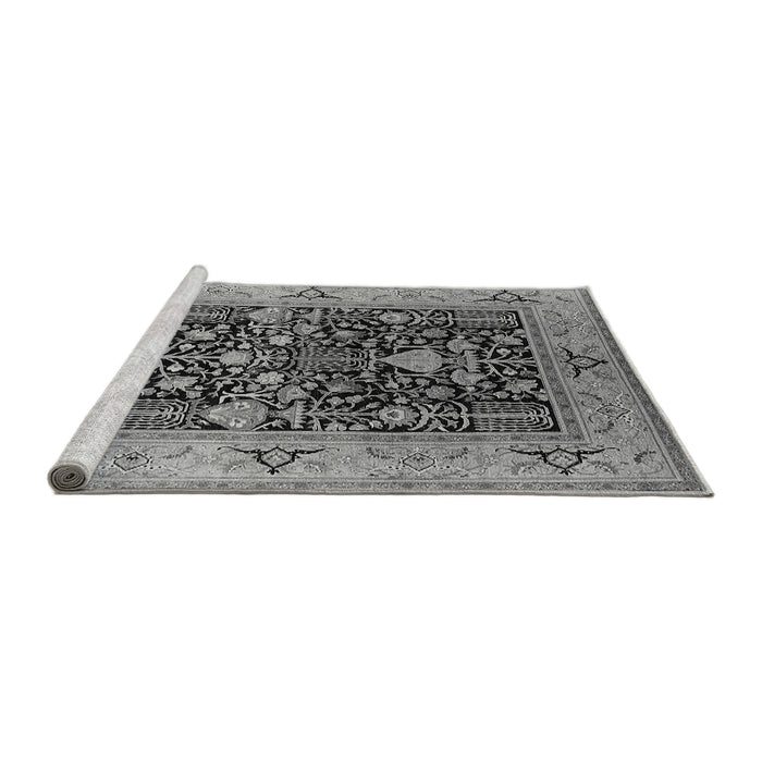 Sideview of Machine Washable Oriental Gray Industrial Rug, wshurb3027gry