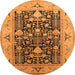 Round Machine Washable Oriental Orange Industrial Area Rugs, wshurb3027org