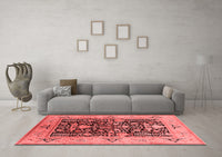 Machine Washable Oriental Red Industrial Rug, wshurb3027red