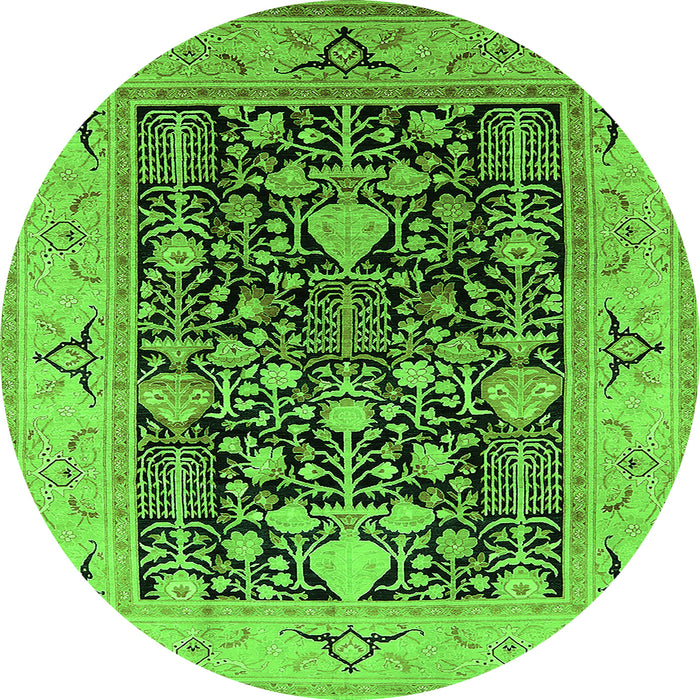 Round Oriental Green Industrial Rug, urb3027grn