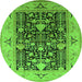 Round Oriental Green Industrial Rug, urb3027grn