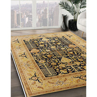 Mid-Century Modern Yellow Orange Oriental Rug, urb3027