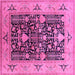 Square Machine Washable Oriental Pink Industrial Rug, wshurb3027pnk