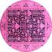 Round Oriental Pink Industrial Rug, urb3027pnk