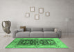 Machine Washable Oriental Emerald Green Industrial Area Rugs in a Living Room,, wshurb3027emgrn