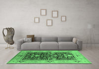 Machine Washable Oriental Emerald Green Industrial Rug, wshurb3027emgrn