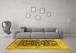 Machine Washable Oriental Yellow Industrial Rug in a Living Room, wshurb3027yw