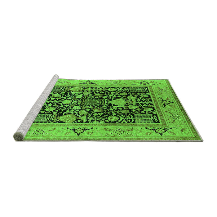 Sideview of Machine Washable Oriental Green Industrial Area Rugs, wshurb3027grn