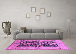 Machine Washable Oriental Purple Industrial Area Rugs in a Living Room, wshurb3027pur