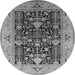 Round Oriental Gray Industrial Rug, urb3027gry