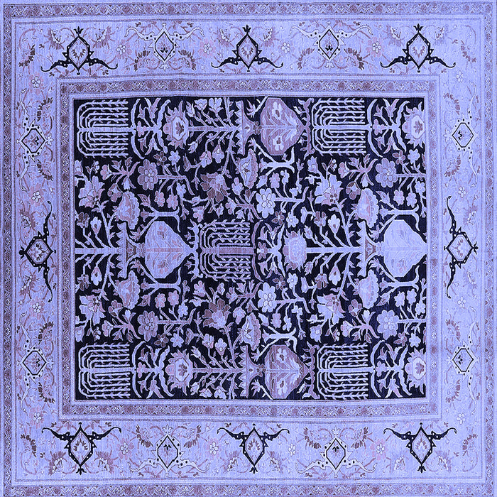 Square Machine Washable Oriental Blue Industrial Rug, wshurb3027blu