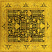 Square Machine Washable Oriental Yellow Industrial Rug, wshurb3027yw