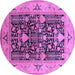 Round Machine Washable Oriental Purple Industrial Area Rugs, wshurb3027pur