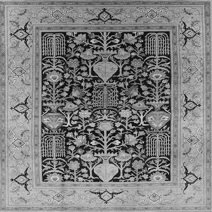 Square Machine Washable Oriental Gray Industrial Rug, wshurb3027gry