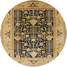 Round Machine Washable Industrial Modern Yellow Orange Rug, wshurb3027