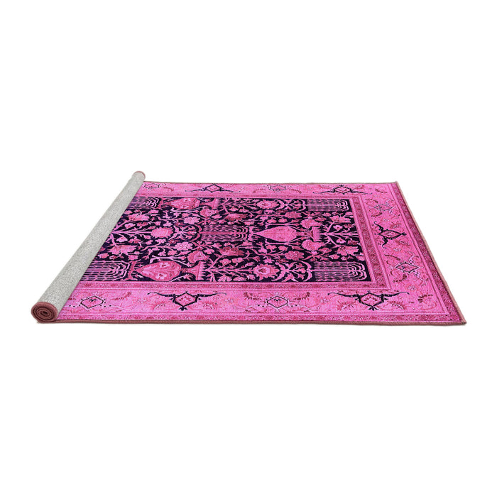 Sideview of Machine Washable Oriental Pink Industrial Rug, wshurb3027pnk