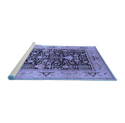 Sideview of Machine Washable Oriental Blue Industrial Rug, wshurb3027blu