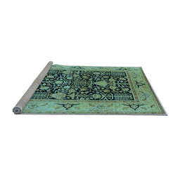 Sideview of Machine Washable Oriental Light Blue Industrial Rug, wshurb3027lblu