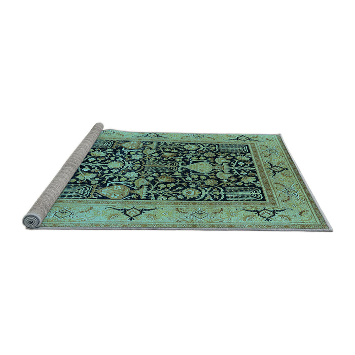 Sideview of Machine Washable Oriental Light Blue Industrial Rug, wshurb3027lblu