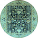 Round Oriental Light Blue Industrial Rug, urb3027lblu