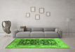 Machine Washable Oriental Green Industrial Area Rugs in a Living Room,, wshurb3027grn