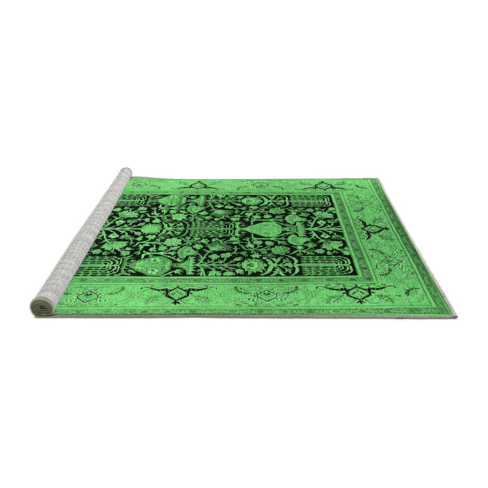 Sideview of Machine Washable Oriental Emerald Green Industrial Area Rugs, wshurb3027emgrn