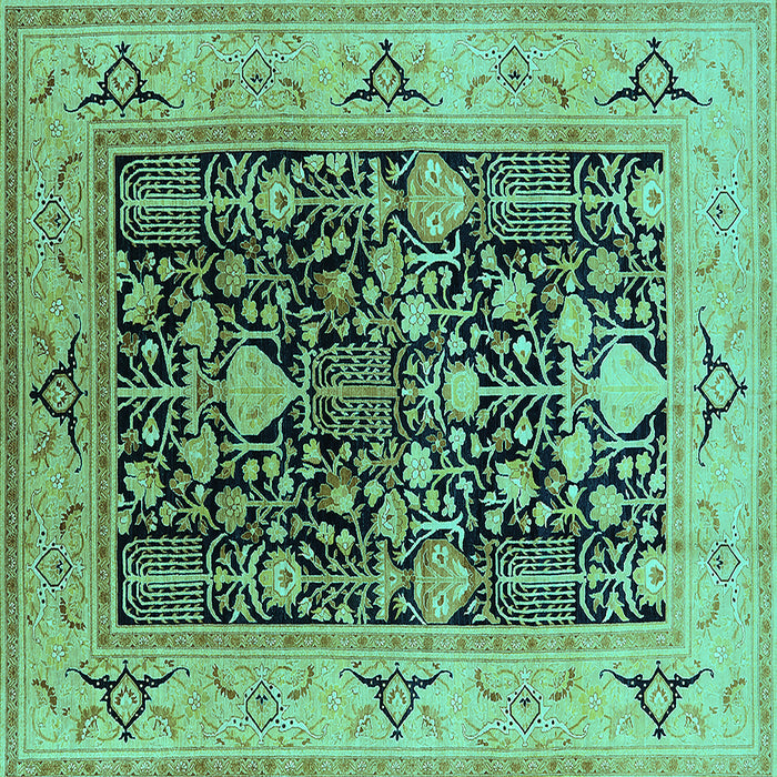 Square Machine Washable Oriental Turquoise Industrial Area Rugs, wshurb3027turq