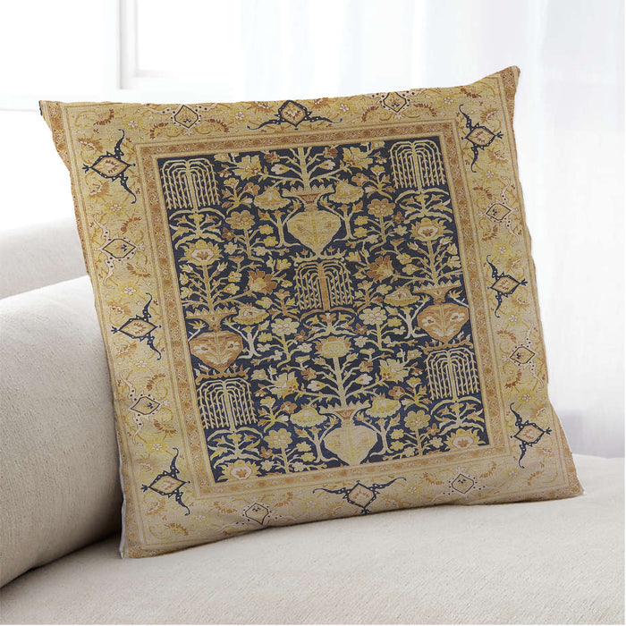 Lifestyle Image of Mid-Century Modern Urban Square Yellow Orange Throw Pillow, 18 inch by 18 inch, pwurb3027